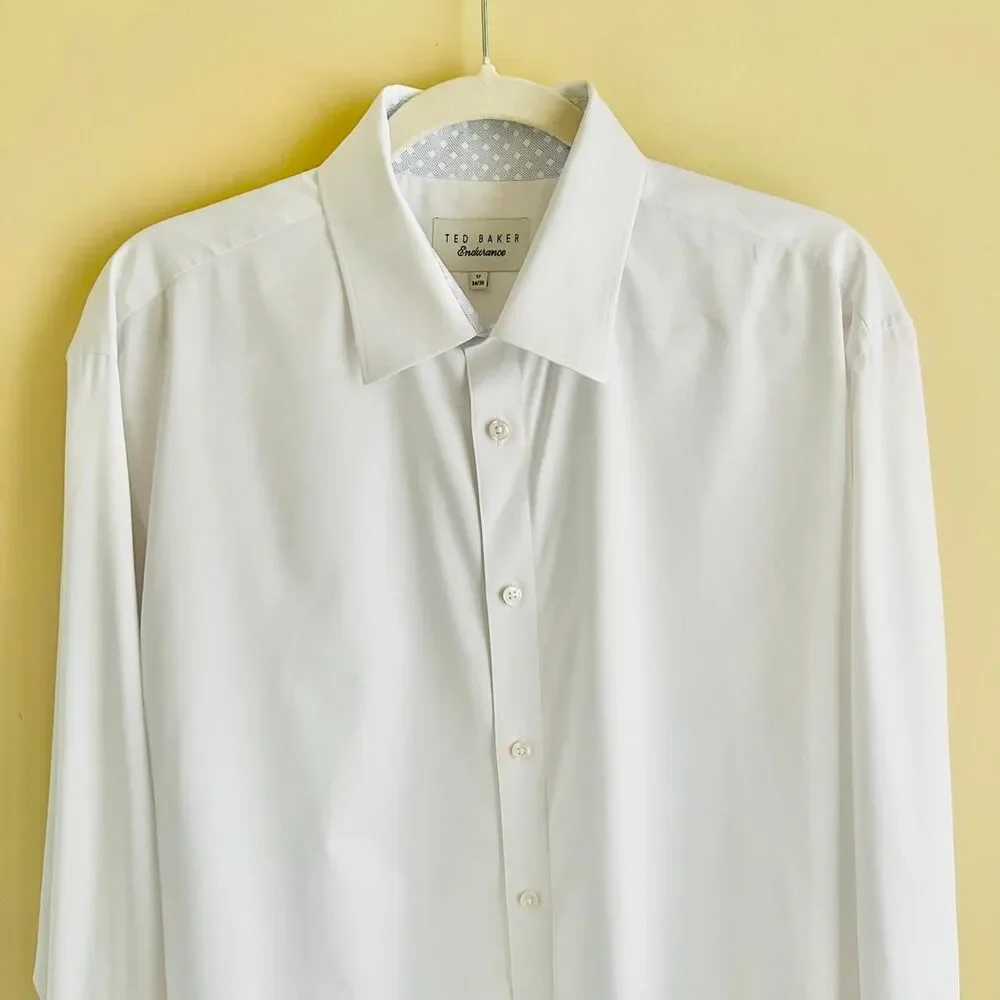Ted Baker Endurance Shirt Men's 17 34/35 White Classic Button Up Work Office
